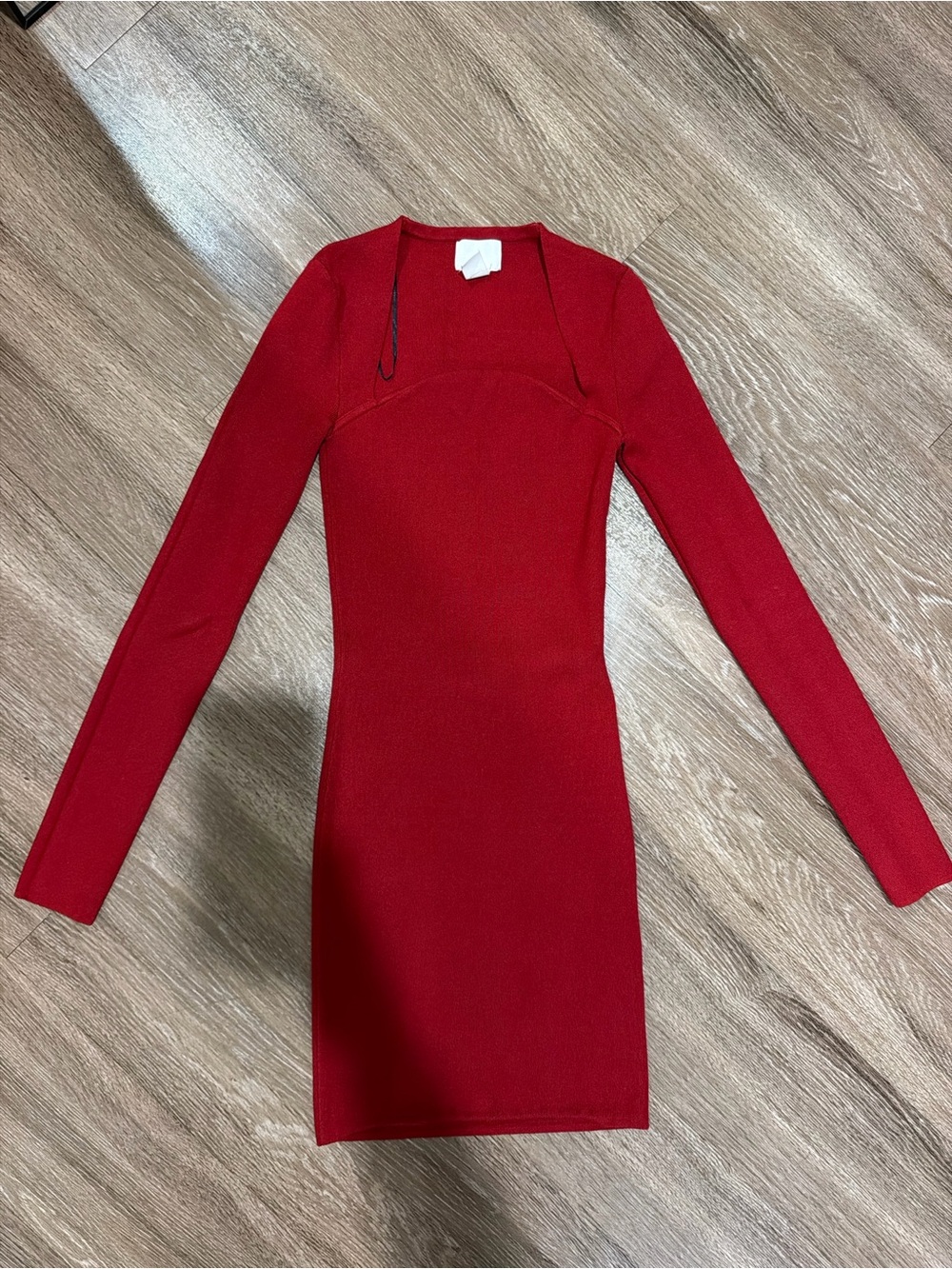 H&M Red Long-Sleeve Bodycon Mini Dress